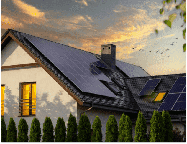 Solar panels on roof