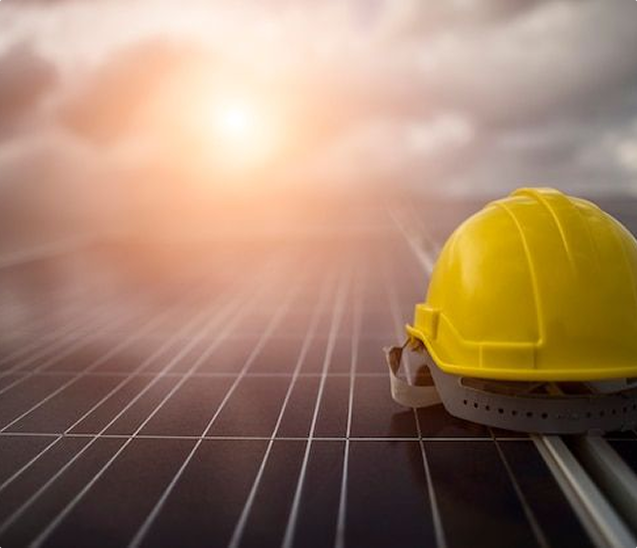 Technician configuring solar system